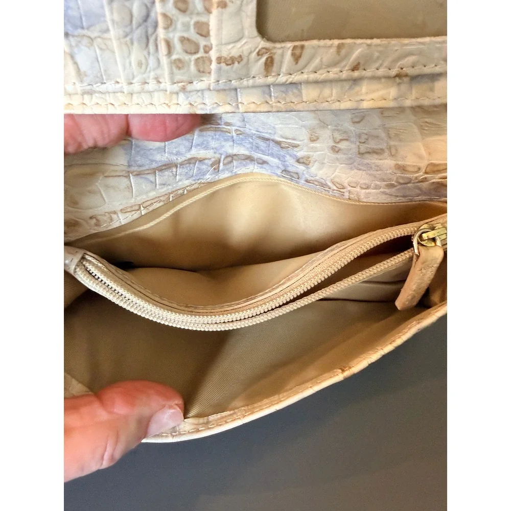 Brahmin Wristlet Wallet OS Cream Gold Croc Embossed Leather